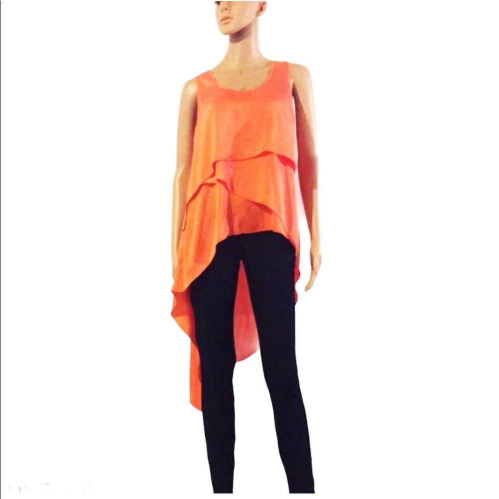 BCBGMAXAZRIA Layered HILO Asymmetrical Top/Tunic
